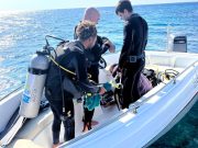 Speed boat diving